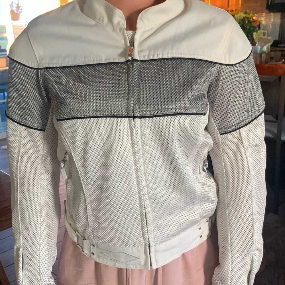 Women's White and Gray mesh riding jacket